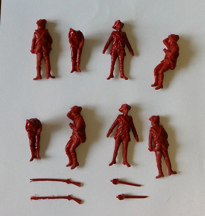   LOD098B LOD Rev War British Army Casualties 8 in 4 Poses (54MM) RED